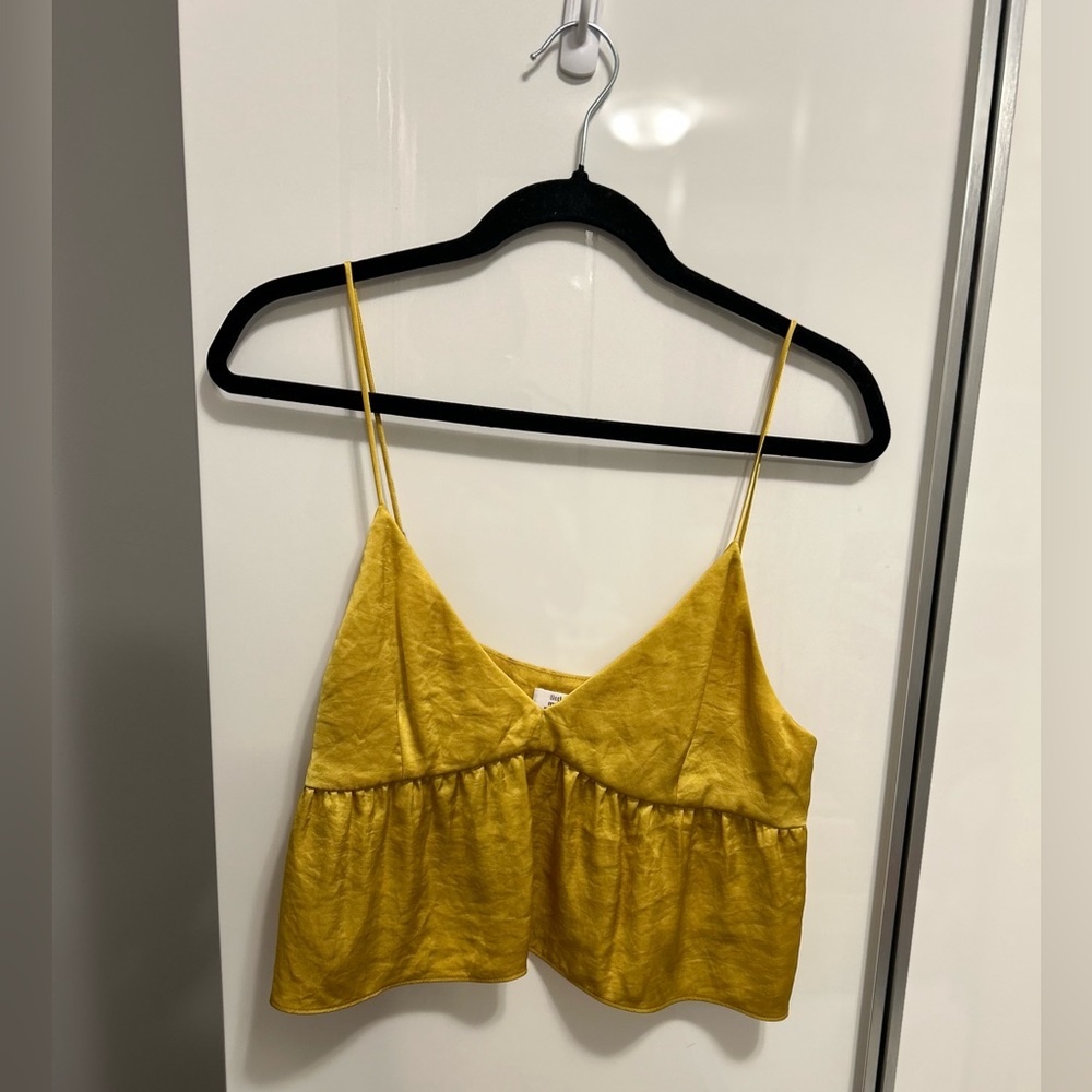 Silk mustard crop top camisole